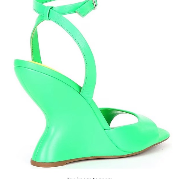 6.5 Rhonda Leather Square Toe Curved Wedge Dress Sandals - Picture 4 of 4